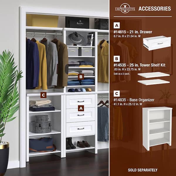 ClosetMaid - Impressions Basic Plus 60 in. W - 120 in. W White Wood Closet System