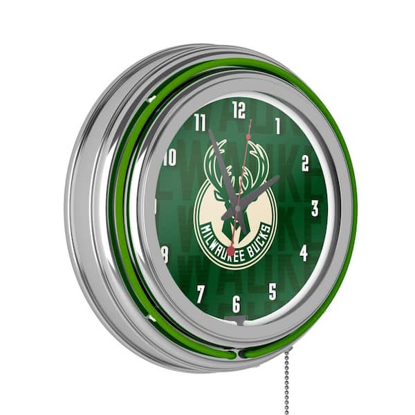 Unbranded Milwaukee Bucks Green City Lighted Analog Neon Clock