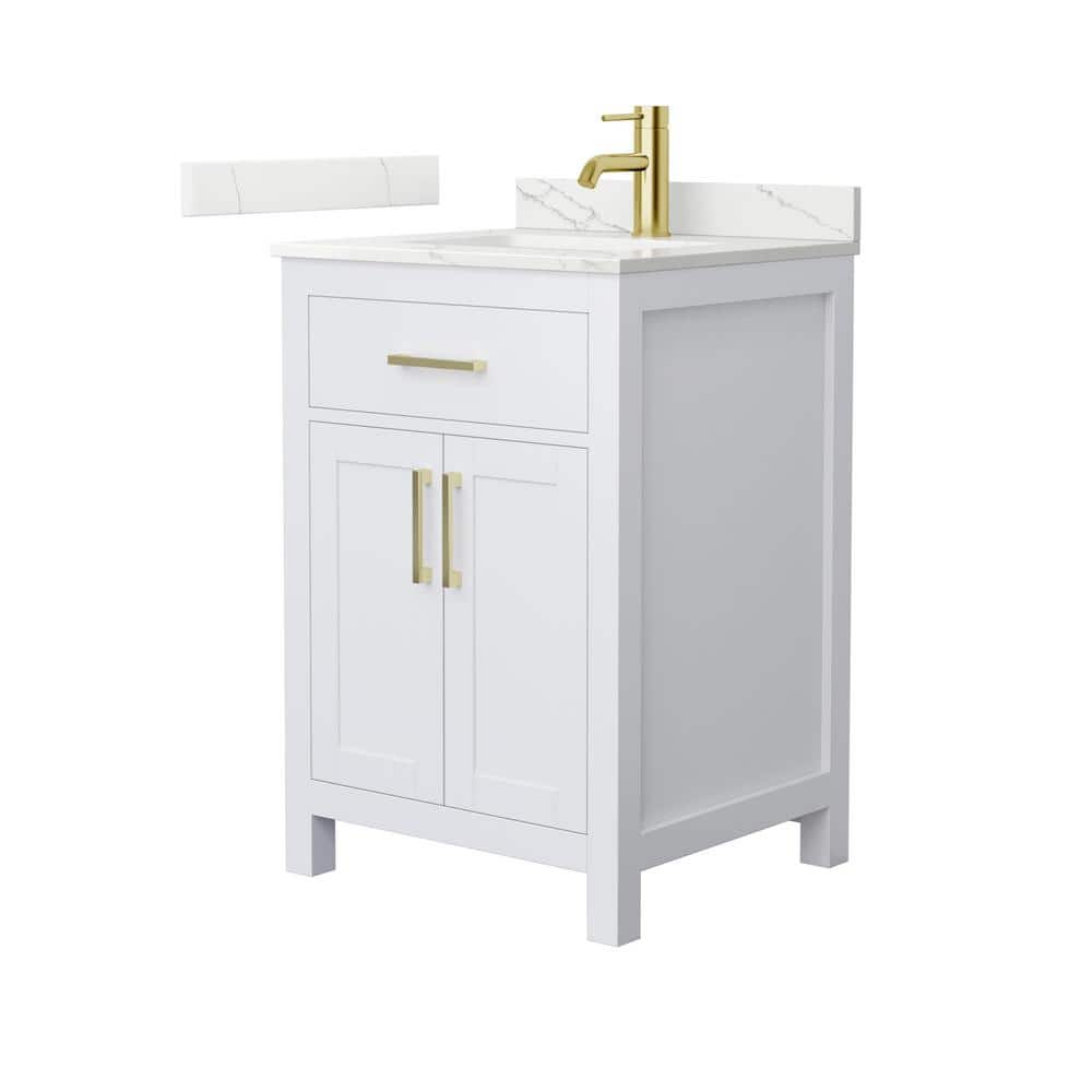 Beckett 24 in. Single Freestanding White Bath Vanity with Giotto Quartz Top (Assembled) price history on PriceWatchPro
