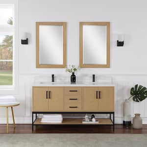 Ivy 24 in. W x 36 in. H Rectangular Wood Framed Wall Bathroom Vanity Mirror in Washed Oak