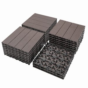 1 ft. x 1 ft. Light Coffee Plastic Composite Deck Tiles, All-Weather Proof and Rust Resistant, Easy to DIY (20-Pack)