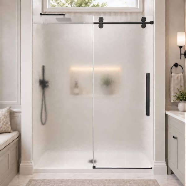 Velusian 44-48 in. W x 74 in. H Single Sliding Frameless Shower Door in ...