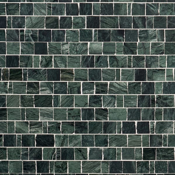 Heritage Verde 12 in. x 12 in. Hand Clipped Joint Honed Marble Mosaic Floor and Wall Tile (1 sq. ft./ Sheet)