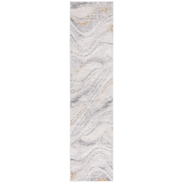 Palma 2 ft. x 7 ft. Beige/Light Gray Marble Swirl Runner Rug