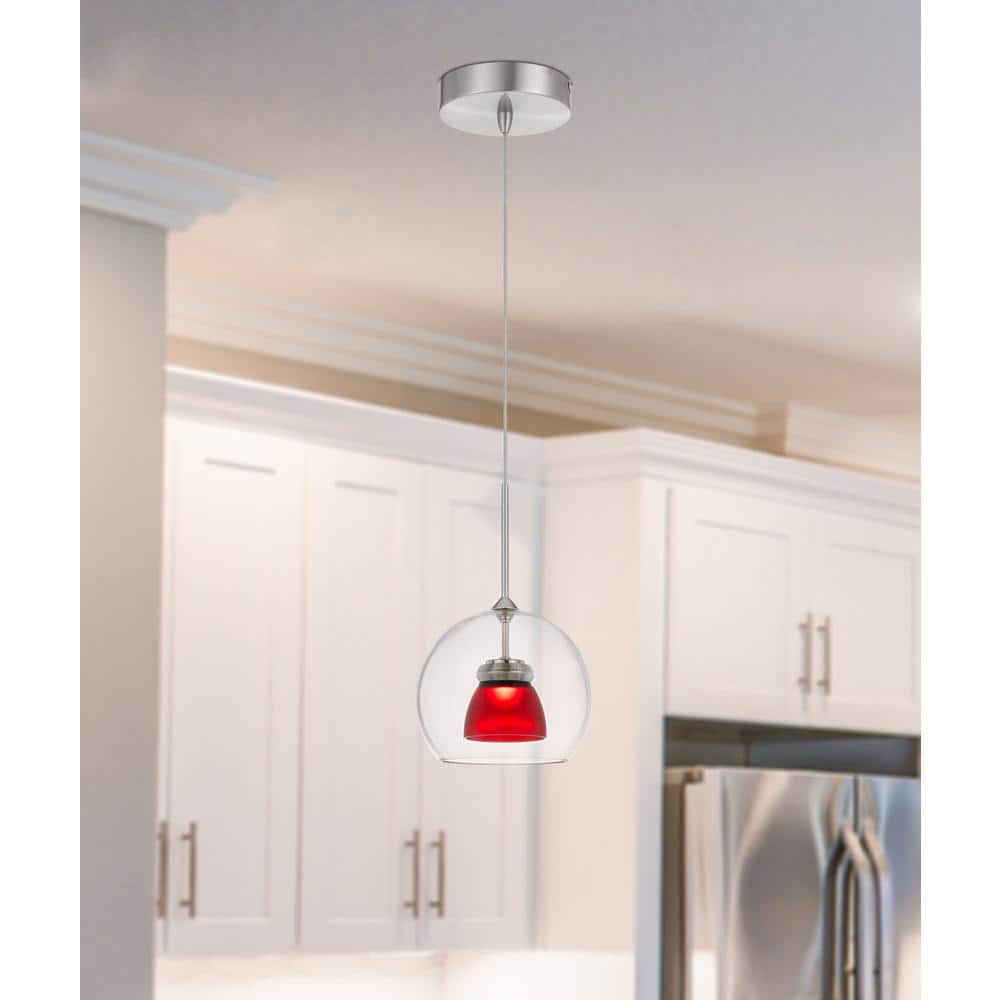 Frosted Red Glass LED Mini Pendant Light