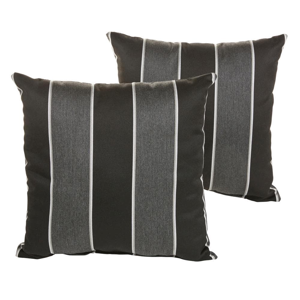 Sunbrella Peyton Granite Outdoor Knife Edge Throw Pillows (2-Pack)