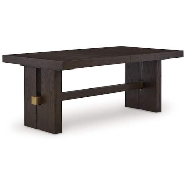 Burkhaus Contemporary Dark Brown Wood 40 in. Double Pedestal Extendable Dining Table Seats 8