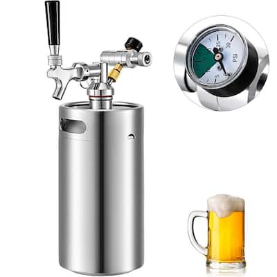 135 oz. Pressurized Beer Growler Adjustable Pressure Stainless Steel Beer Mini Keg with Tap Faucet for Restaurant