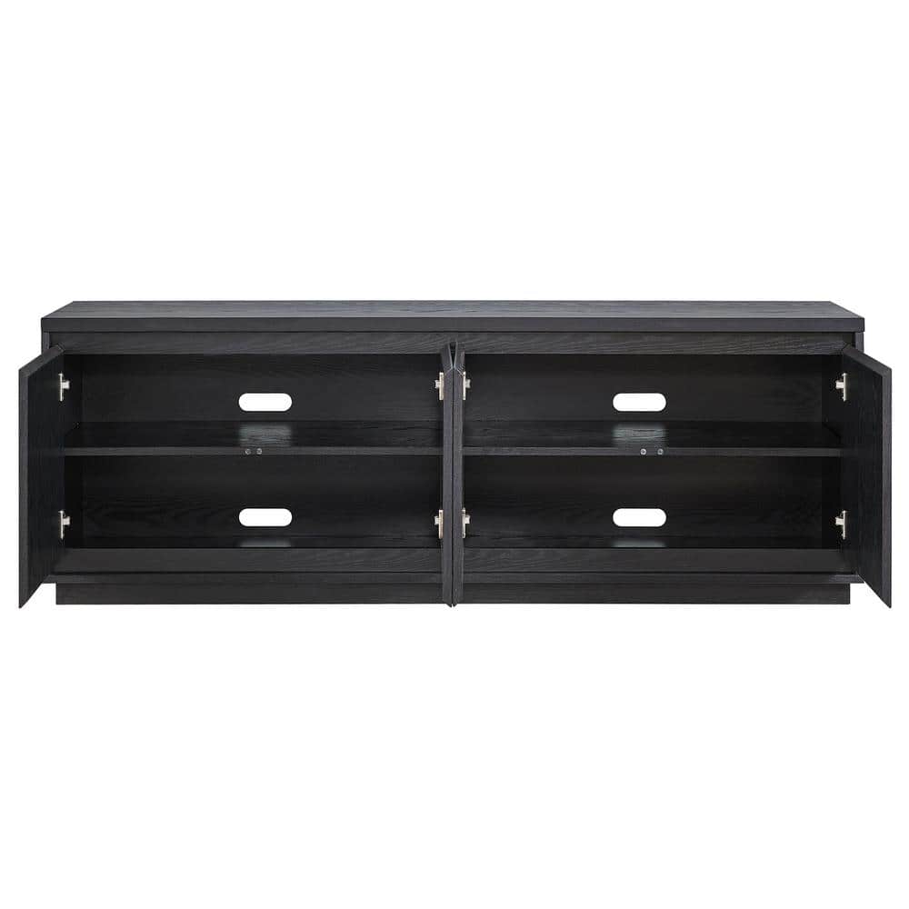 Presque 68" Black Grain Modern TV Stand with Enclosed Cabinets