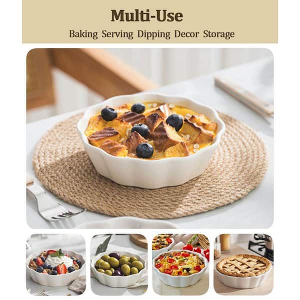 12 oz. Ceramic Ramekins with Wave Textured Design Set of 6 Oven