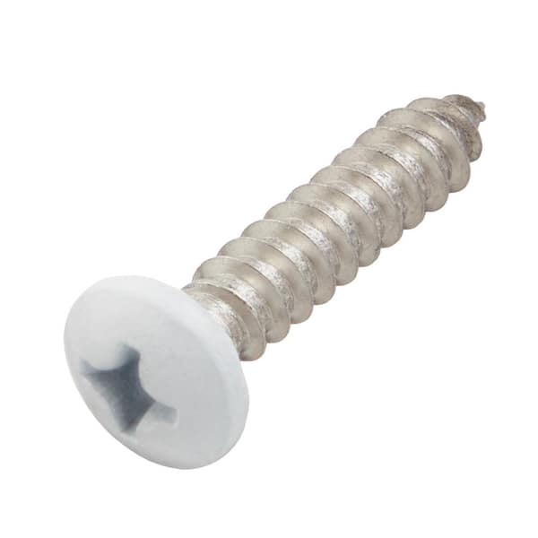 #8 x 3/4 in. White Stainless Steel Phillips Pan Head Standard Sheet Metal Screw (20-Pack)