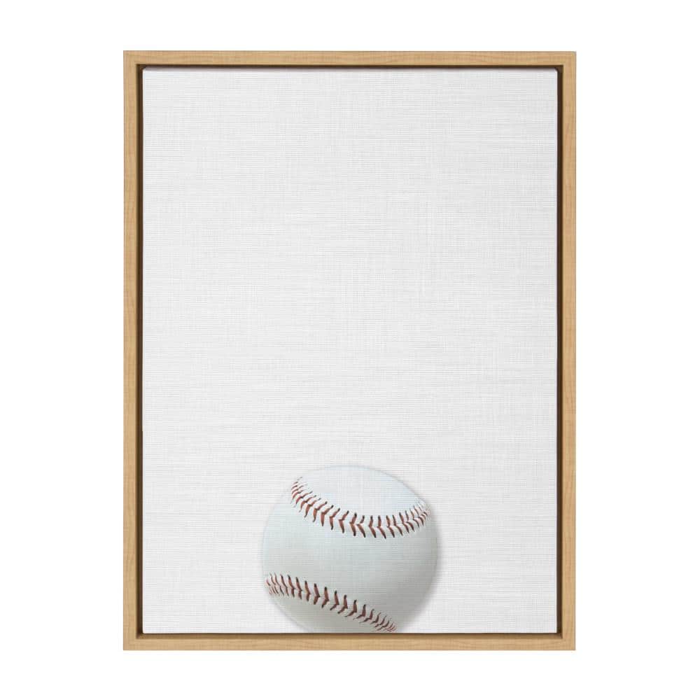 Sylvie Baseball Portrait Color Framed Canvas Sports Wall Art 24 in. x 