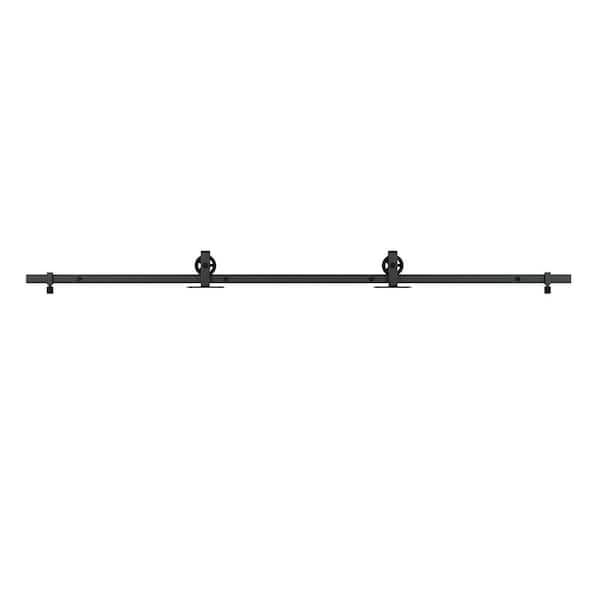 Unbranded Mini Barn 48 in. Black Steel Top Mount Wagon Roller System Kit