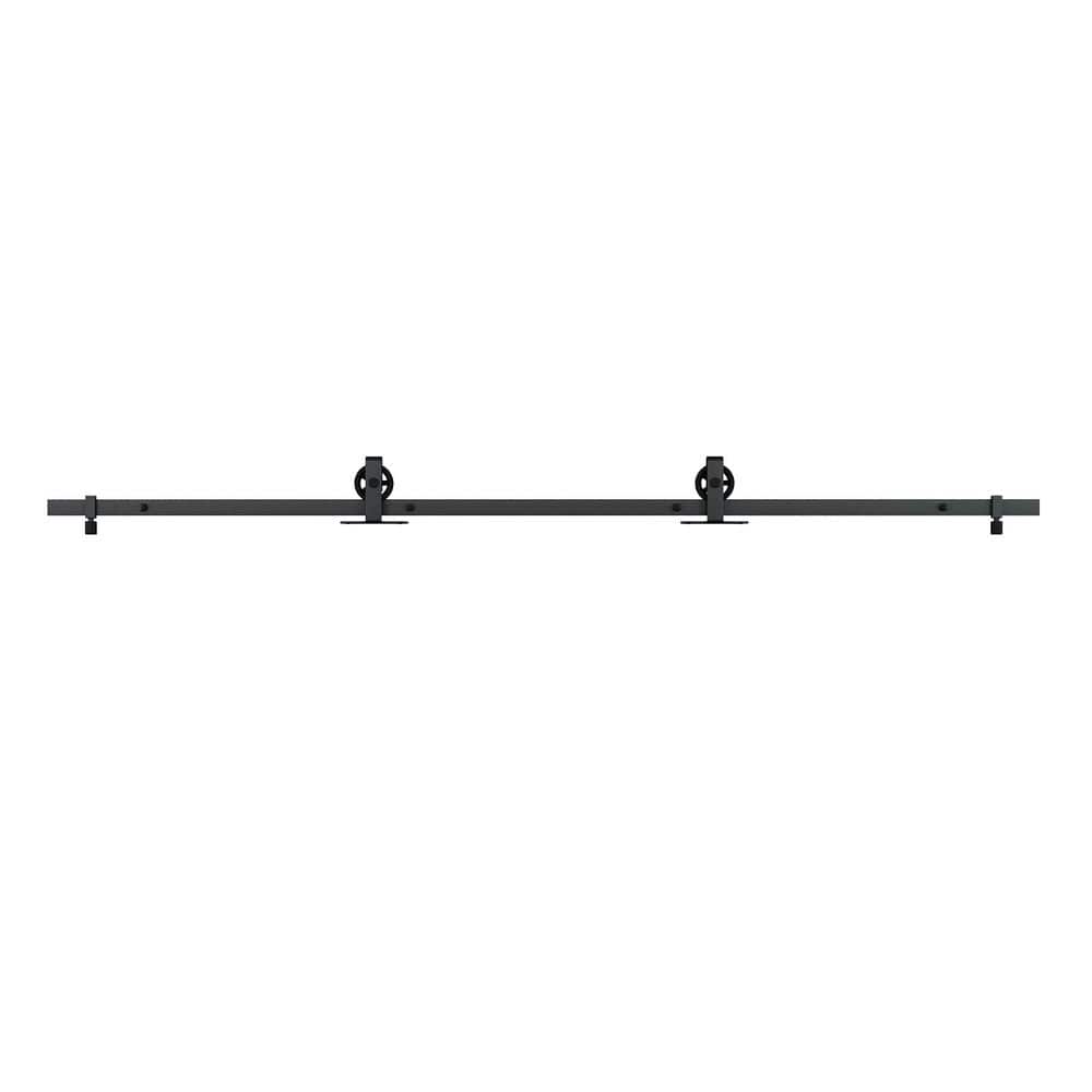 Mini Barn 60 in. Black Steel Top Mount Wagon Roller System Kit