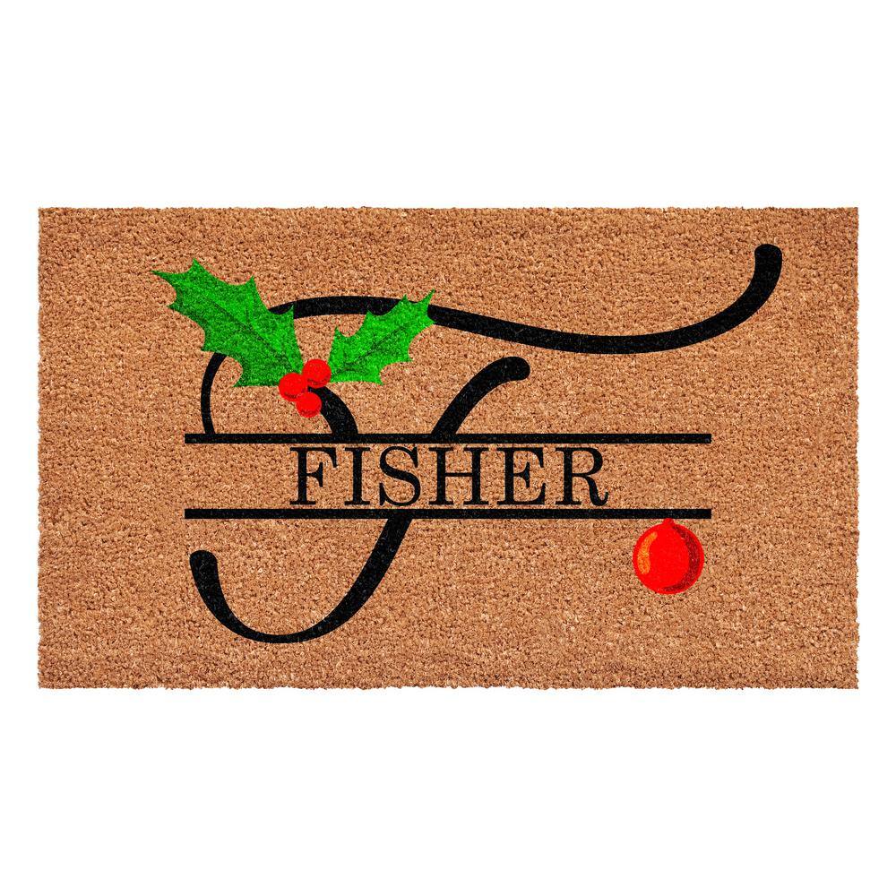 Personalized Multi-Colored Christmas Holly 29 in. x 17 in. Indoor/Outdoor Doormat, Letter F price history on PriceWatchPro