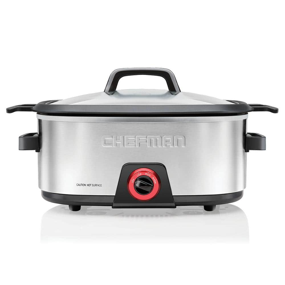 Chefman 6 Qt. Stainless Steel Slow Cooker with Removable Nonstick Insert