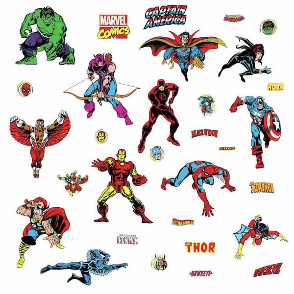 Roommates 5 In X 11 Marvel Classics L And Stick Wall Decals Rmk2328scs The Home Depot - Marvel Comics Wall Decals
