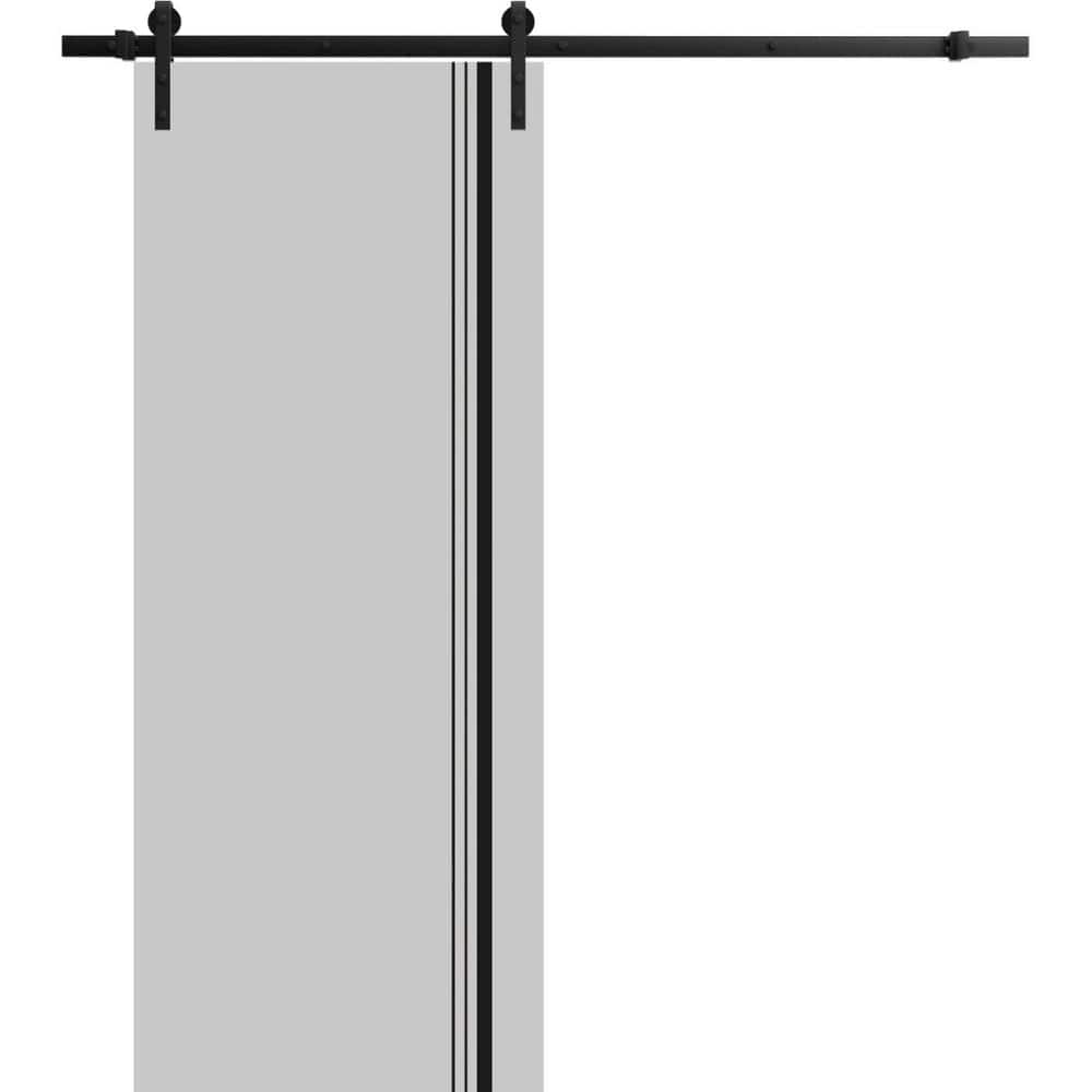 Assembly Required 42 in. x 80 in. 1-Panel Matte Grey Solid Wood with Honeycomb Sliding Barn Door with Hardware Kit price history on PriceWatchPro