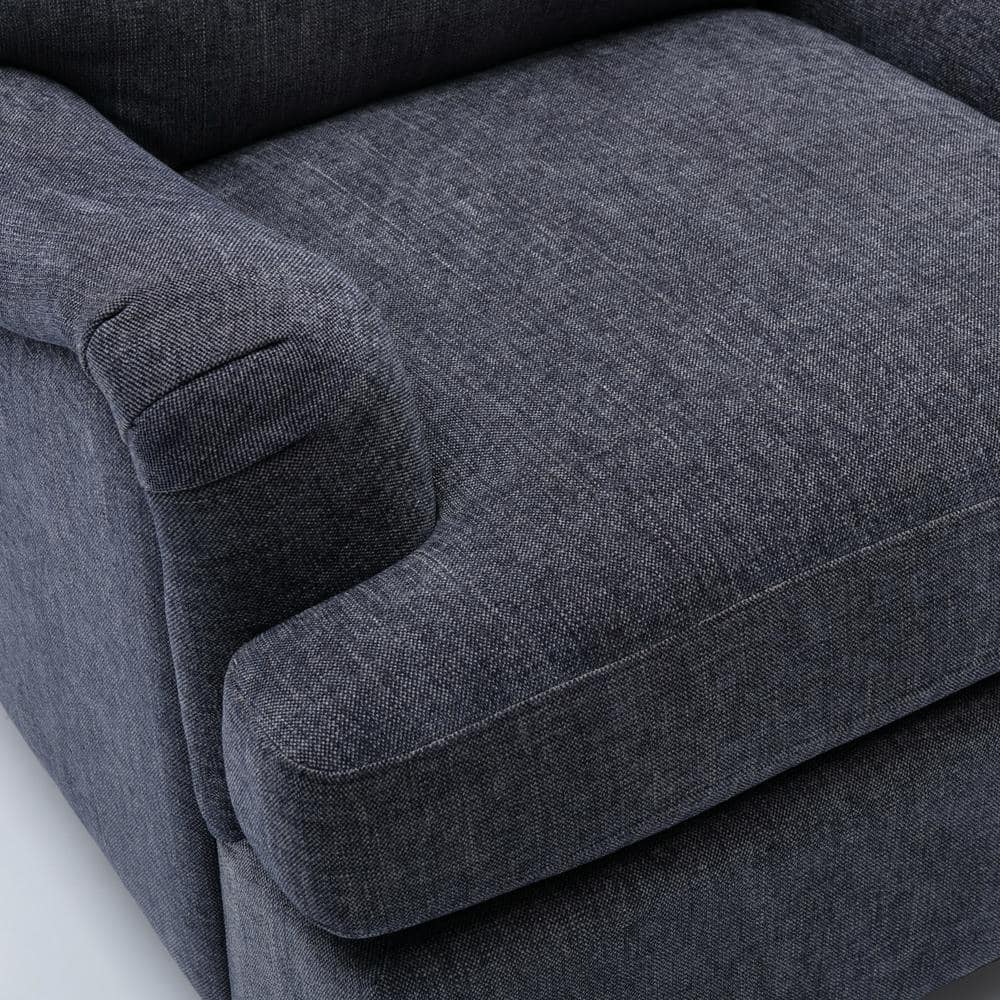 Clarendon Navy Blue Traditional Accent Chair with Walnut Legs