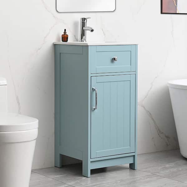 Wonline 16 in. W Single Integral Sink Freestanding Bath Vanity in