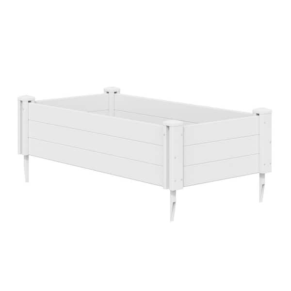 51 in. L x 11.8 in. H Outdoor White Rectangular Plastic Rail and Garden Fence Planter for Vegetables Flowers