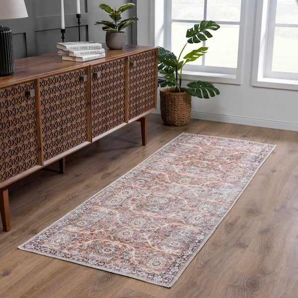 Bian 3 ft. X 7 ft. Peach, Pink, Mustard Area Rug