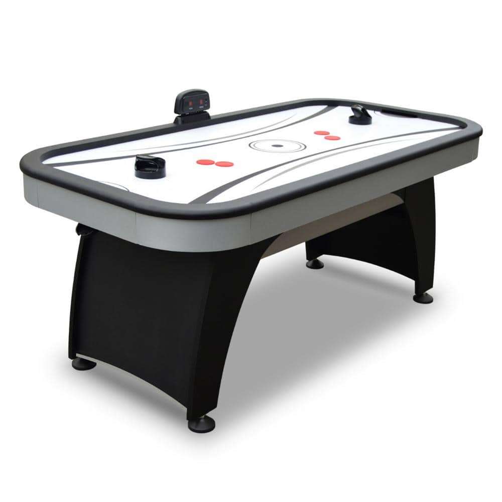 Silver and Black 6-Foot Air Hockey Table with Digital Scoreboard