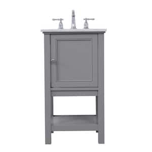Simply Living 19 in. W x 18.38 in. D x 33.75 in. H Bath Vanity in Grey with Carrara White Marble Top