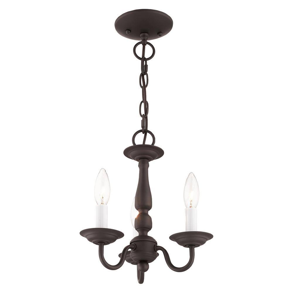 Elegant Mini 3-Light Bronze Candle Chandelier