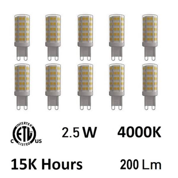 Lighting 2.5 Watt LED Bulb 4000K (Set of 10) G9K4000-10 - The Home Depot