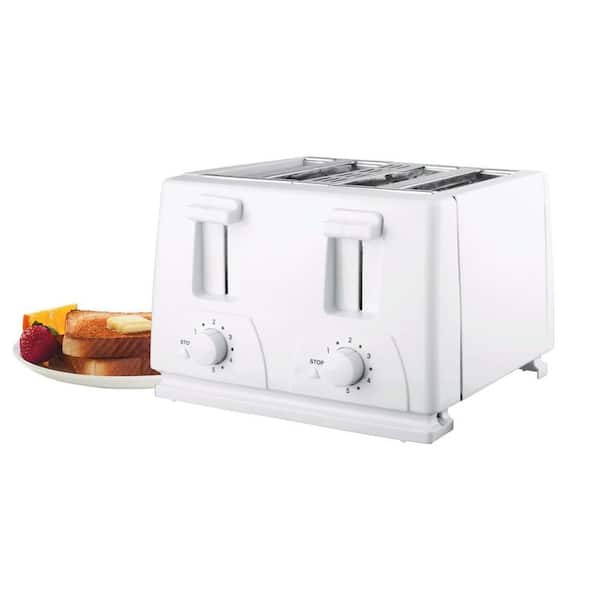Lumme TS3118AW 800 W Four Slice White Wide Slots Toaster
