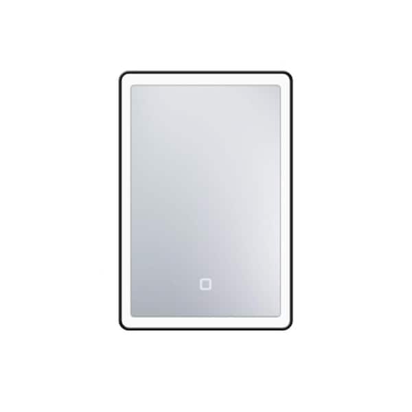 Dovelina 20 in. W x 28 in. H Rectangular Black Surface Mount Left Dimmable Medicine Cabinet with Mirror