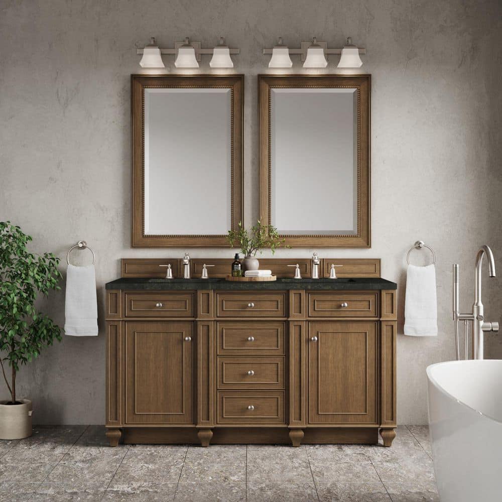 Bristol 60.0 in. Double Bath Vanity in Saddle Brown with Phantome Engineered Composite Top price history on PriceWatchPro
