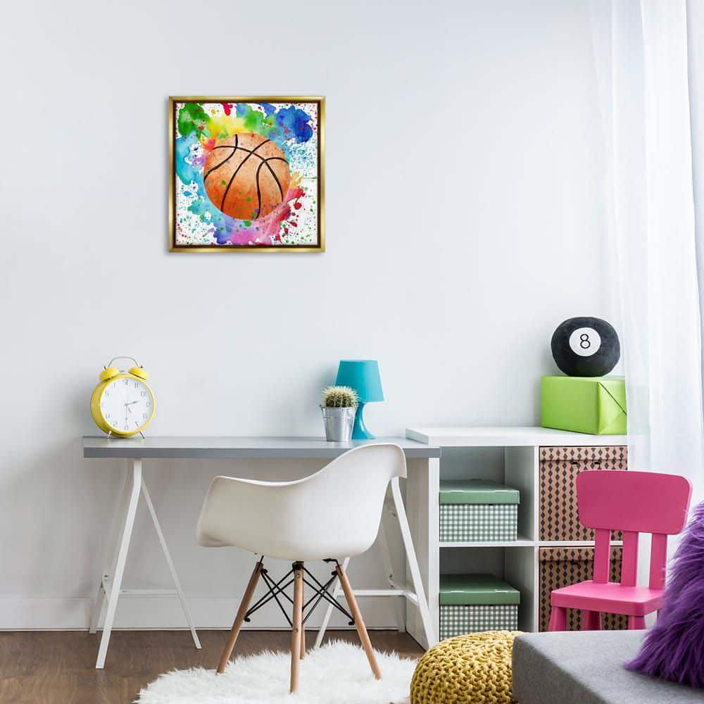 Basketball with Bright Splash by Kim Allen Gold Floater Frame Sports Graphic Art Print 18 in. x 18 in. price history on PriceWatchPro