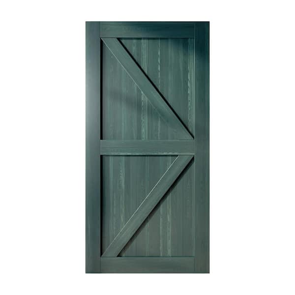 HOMACER 42 in. x 84 in. K-Frame Royal Pine Solid Natural Pine Wood Panel Interior Sliding Barn Door Slab with Frame