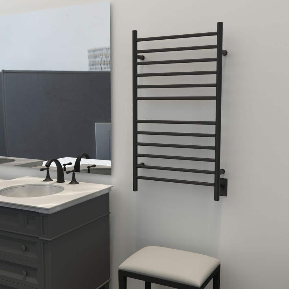 Matte Black Stainless Steel Wall Mounted 12-Bar Towel Warmer