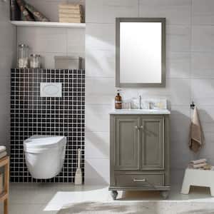 Melissa 24 in. W x 22 in. D Bath Vanity in Silver Gray with Marble Vanity Top in Carrara White with White Sink