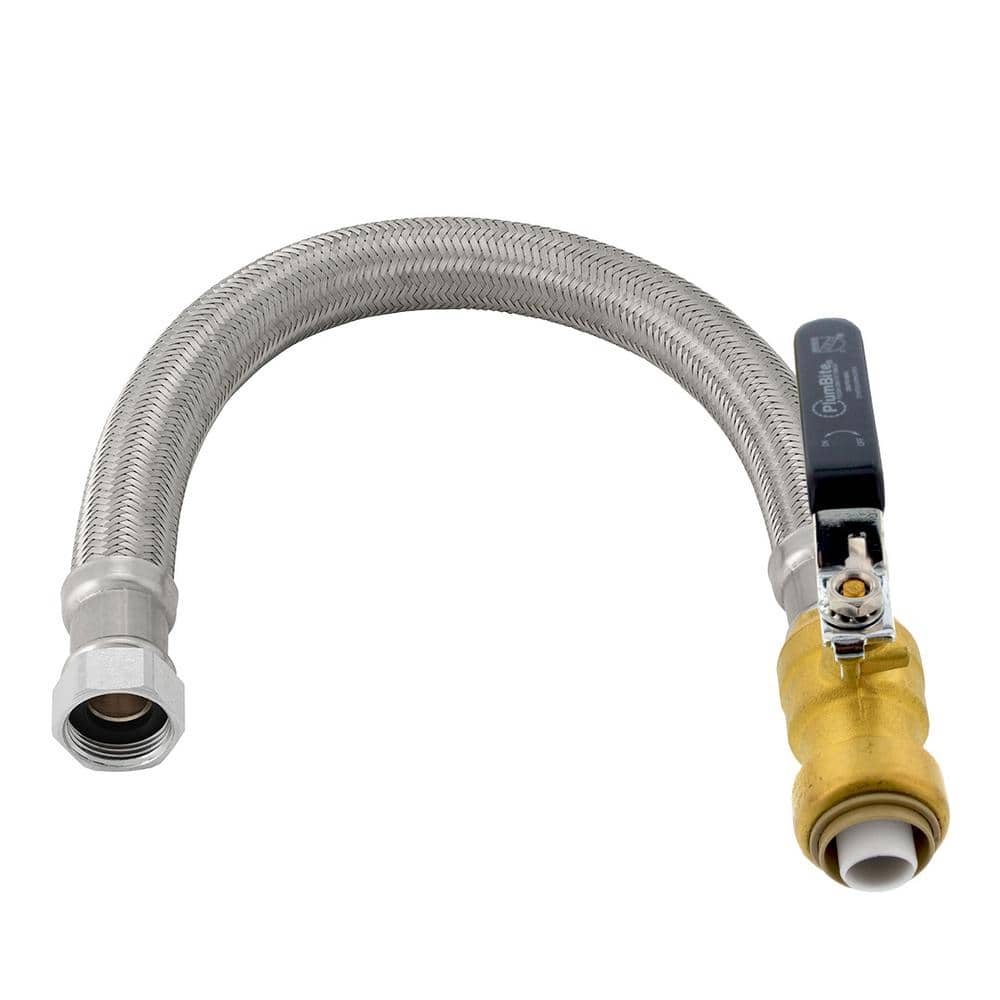 JONES STEPHENS PlumBite 1/2 in. Push On x 3/4 in. FIP x 18 in. Length Braided Stainless Steel