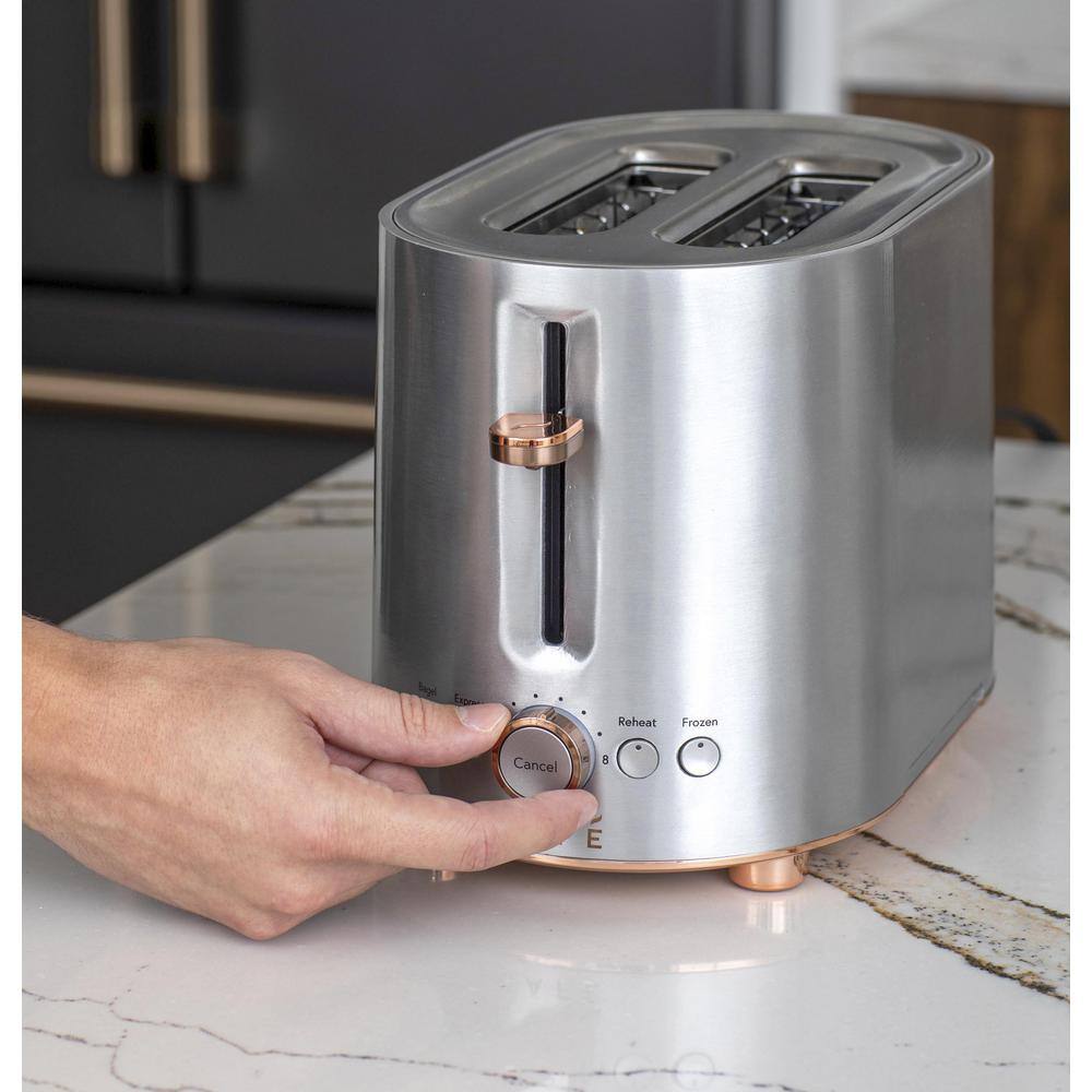 Stainless Steel 2-Slice Toaster with Copper Accents and Wide Slots