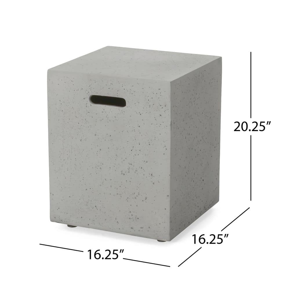 Light Gray Rectangular Concrete Gas Fire Pit Table with Tank Holder