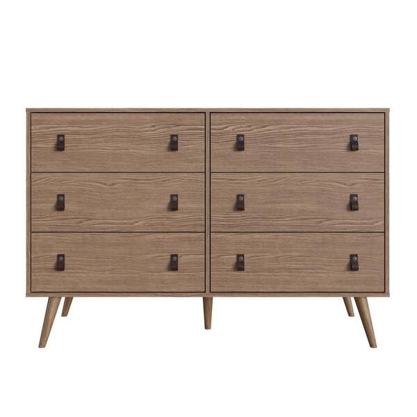 Manhattan Comfort Amber Nature 6 Drawer Double Wide Dresser and 2 Drawer  Nightstand (Set of 2) 2-311GFX4 - The Home Depot