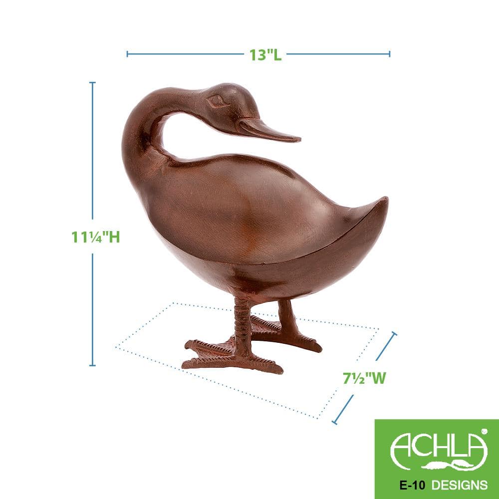 11.5" Dark Bronze Cast Aluminum Goodbye Duck Garden Statue
