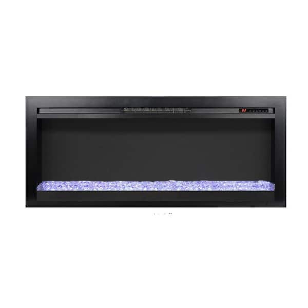 Unbranded 44 in. LED Heater Wall Mounted Infrared Electric Fireplace in Black with Remote and Imitation Flame