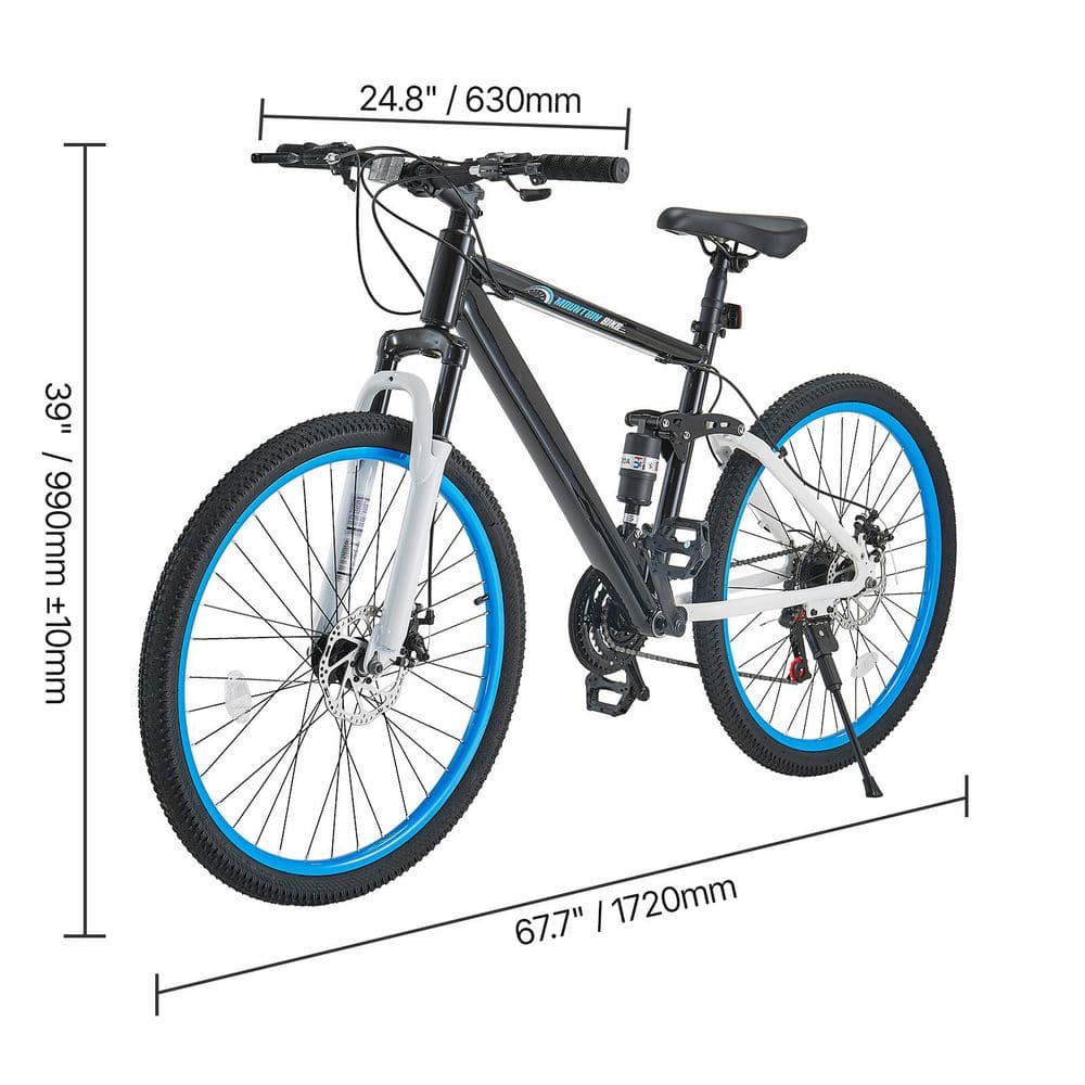 SKYSHALO Mountain Bike, Dual Disc Brake, 26 in. MTB Bicycle with