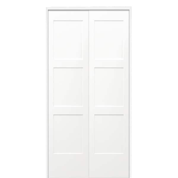 MMI Door 48 in. x 80 in. Birkdale Primed Bi-Parting Solid Core Molded Composite Prehung Interior French Door on 4-9/16 in. Jamb