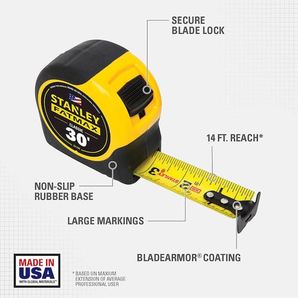 Stanley 30 ft. PowerLock Tape Measure 33-430L - The Home Depot