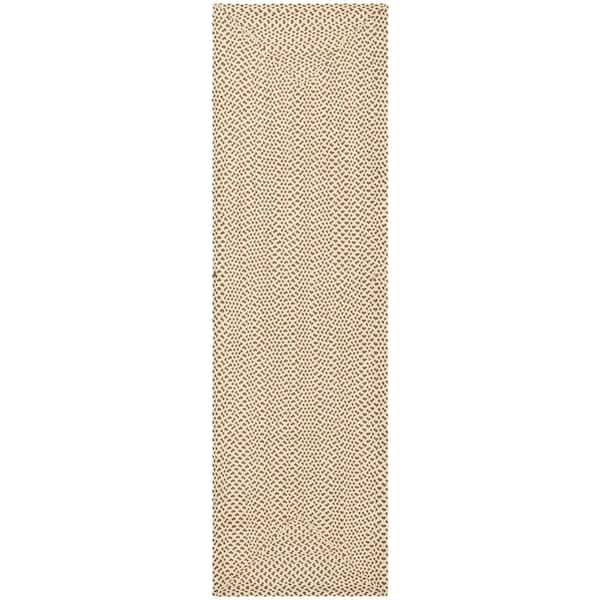 Braided Beige/Brown 2 ft. x 6 ft. Solid Runner Rug