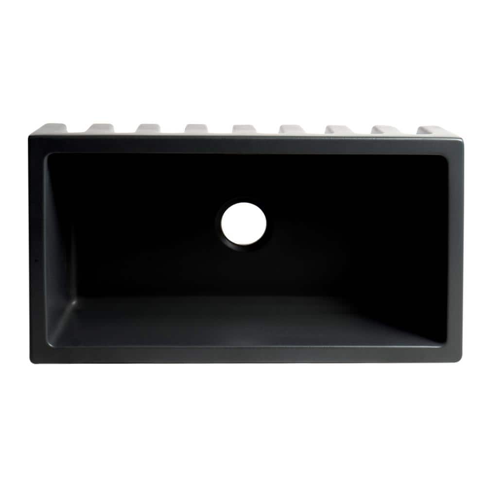 33.13'' Black Matte Fireclay Farmhouse Apron Sink