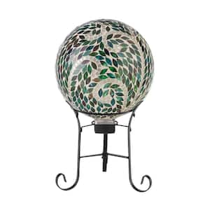 Mosaic Gazing Globe with Scroll Pattern with Metal Stand