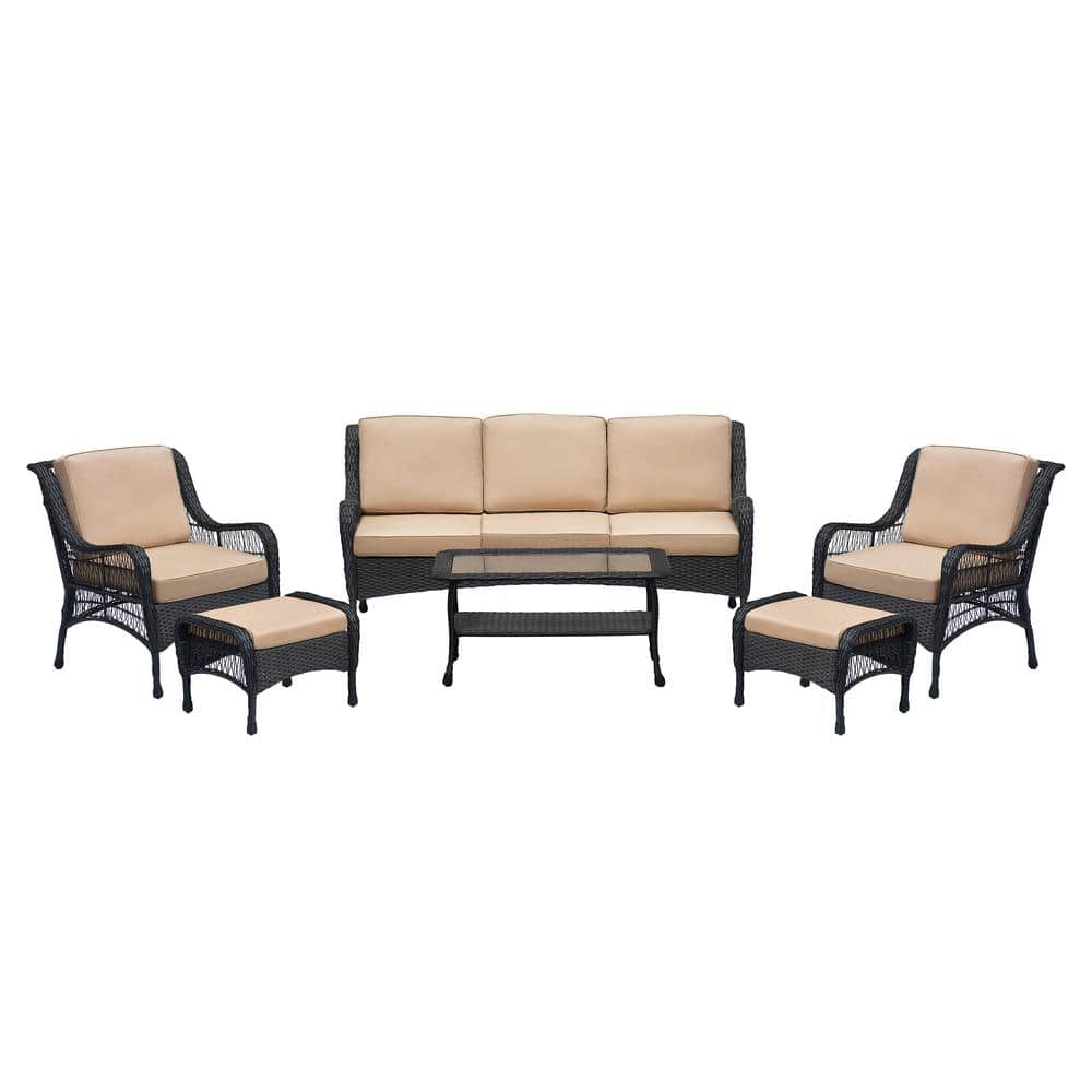 6-Piece wicker Furniture Set, Hand-Woven Rattan Outdoor Conversation Set fo